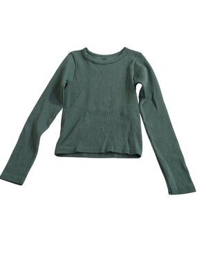 Ardene Ribbed Long Sleeve Top Women Size S Green Casual Classic